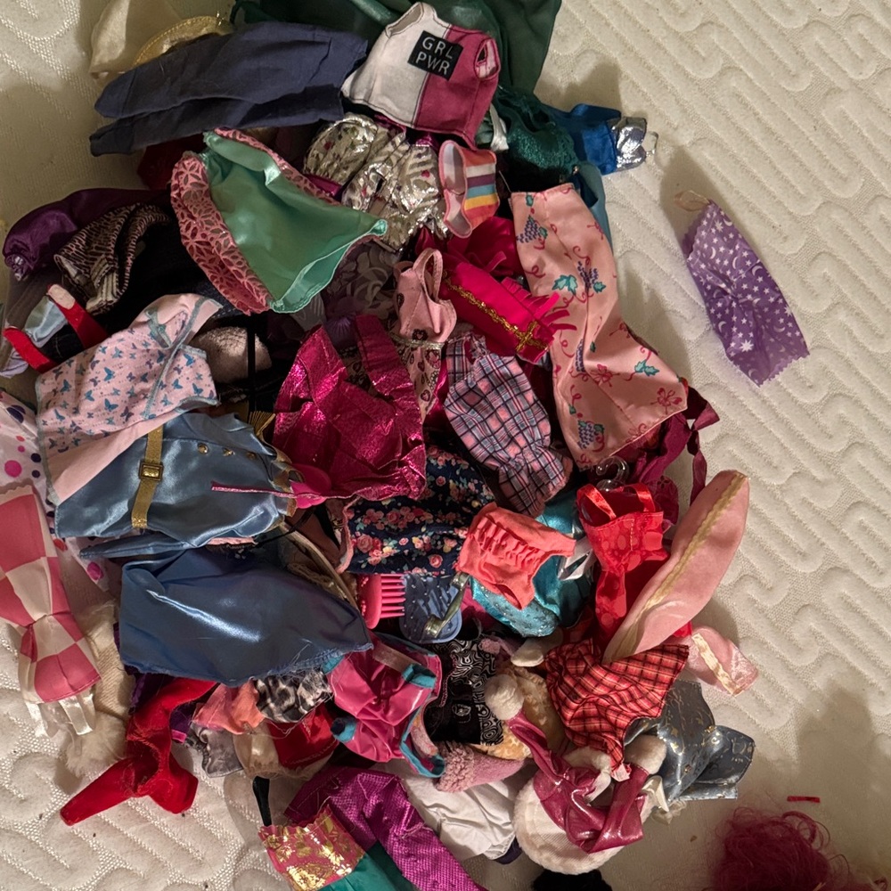 Mixed Doll Clothes Lot - Bright Multi-Color Outfits